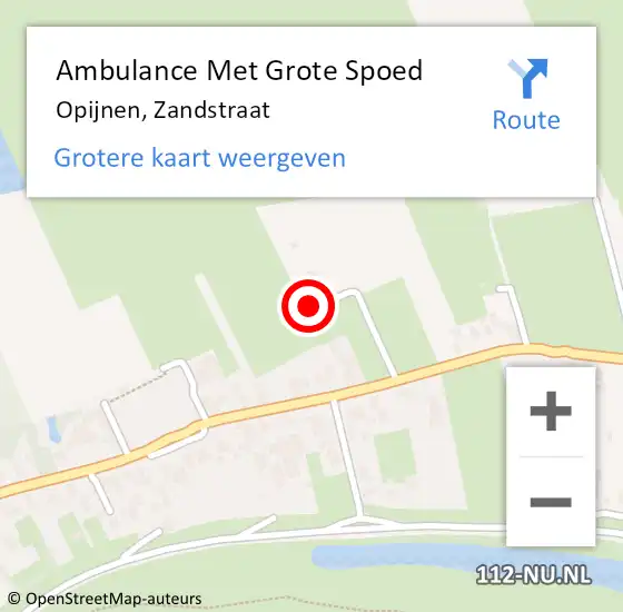 Locatie op kaart van de 112 melding: Ambulance Met Grote Spoed Naar Opijnen, Zandstraat op 19 december 2022 15:54