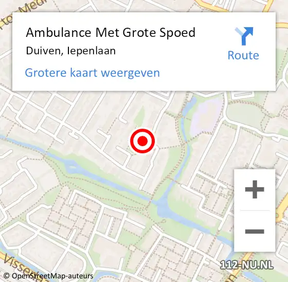 Locatie op kaart van de 112 melding: Ambulance Met Grote Spoed Naar Duiven, Iepenlaan op 19 december 2022 16:03