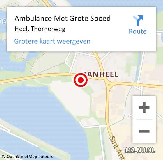Locatie op kaart van de 112 melding: Ambulance Met Grote Spoed Naar Heel, Thornerweg op 19 december 2022 16:26