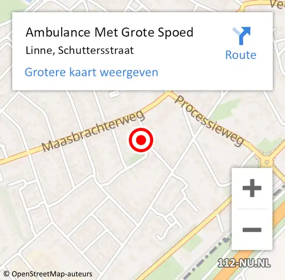 Locatie op kaart van de 112 melding: Ambulance Met Grote Spoed Naar Linne, Schuttersstraat op 19 december 2022 16:30