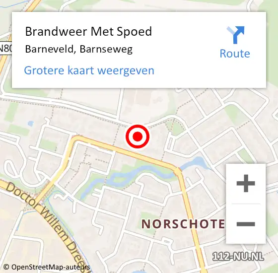 Locatie op kaart van de 112 melding: Brandweer Met Spoed Naar Barneveld, Barnseweg op 19 december 2022 16:30