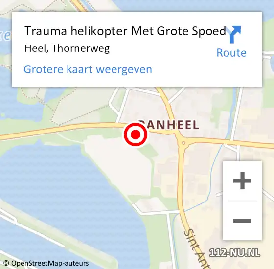 Locatie op kaart van de 112 melding: Trauma helikopter Met Grote Spoed Naar Heel, Thornerweg op 19 december 2022 16:33