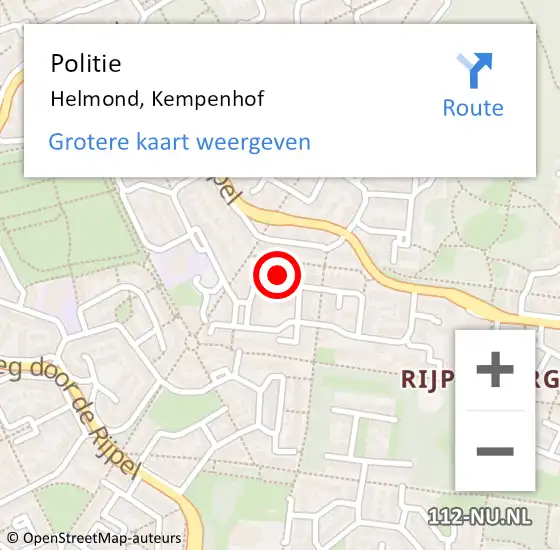 Locatie op kaart van de 112 melding: Politie Helmond, Kempenhof op 19 december 2022 17:07