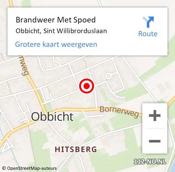 Locatie op kaart van de 112 melding: Brandweer Met Spoed Naar Obbicht, Sint Willibrorduslaan op 19 december 2022 17:24