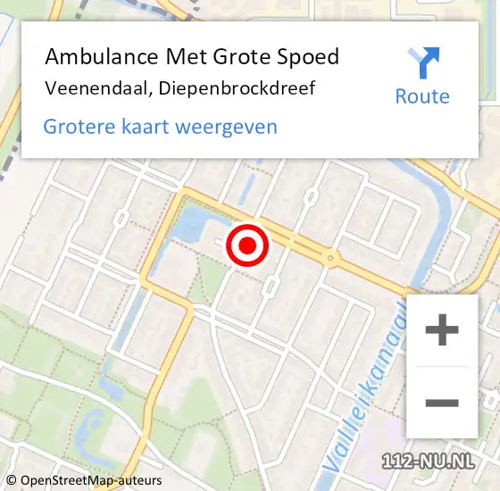Locatie op kaart van de 112 melding: Ambulance Met Grote Spoed Naar Veenendaal, Diepenbrockdreef op 19 december 2022 17:29