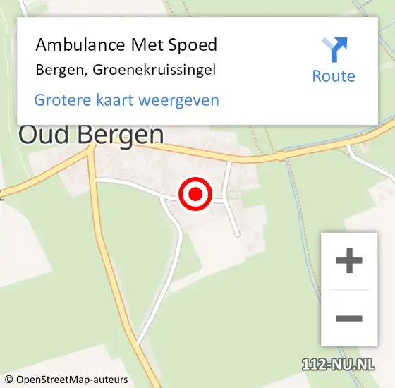 Locatie op kaart van de 112 melding: Ambulance Met Spoed Naar Bergen, Groenekruissingel op 19 december 2022 19:10