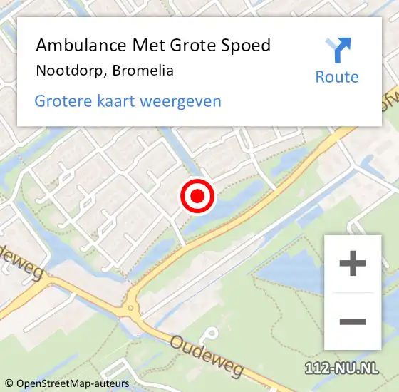 Locatie op kaart van de 112 melding: Ambulance Met Grote Spoed Naar Nootdorp, Bromelia op 19 december 2022 21:51