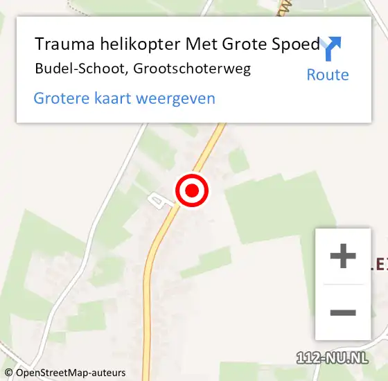 Locatie op kaart van de 112 melding: Trauma helikopter Met Grote Spoed Naar Budel-Schoot, Grootschoterweg op 20 december 2022 00:34