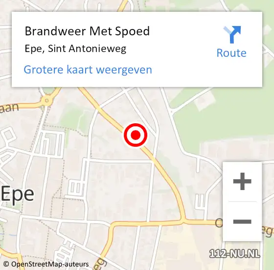 Locatie op kaart van de 112 melding: Brandweer Met Spoed Naar Epe, Sint Antonieweg op 20 december 2022 07:15