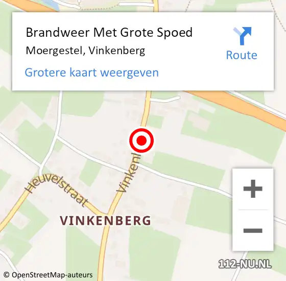Locatie op kaart van de 112 melding: Brandweer Met Grote Spoed Naar Moergestel, Vinkenberg op 20 december 2022 08:32