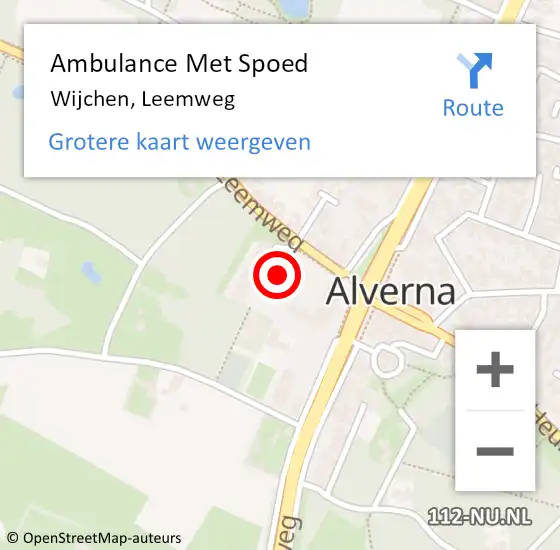 Locatie op kaart van de 112 melding: Ambulance Met Spoed Naar Wijchen, Leemweg op 20 december 2022 09:24