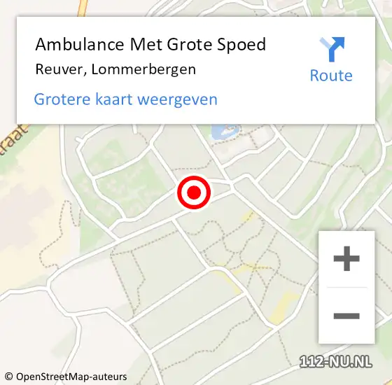 Locatie op kaart van de 112 melding: Ambulance Met Grote Spoed Naar Reuver, Lommerbergen op 20 december 2022 10:09