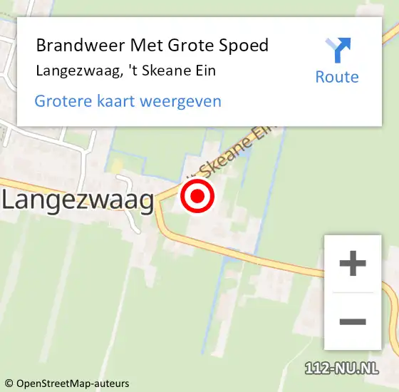 Locatie op kaart van de 112 melding: Brandweer Met Grote Spoed Naar Langezwaag, 't Skeane Ein op 20 december 2022 12:09