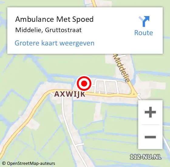 Locatie op kaart van de 112 melding: Ambulance Met Spoed Naar Middelie, Gruttostraat op 20 december 2022 12:25