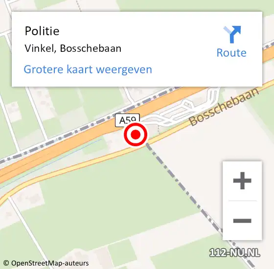 Locatie op kaart van de 112 melding: Politie Vinkel, Bosschebaan op 20 december 2022 12:35