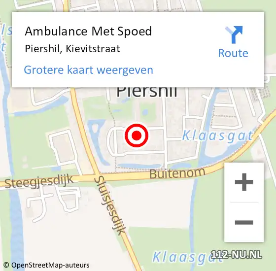 Locatie op kaart van de 112 melding: Ambulance Met Spoed Naar Piershil, Kievitstraat op 20 december 2022 13:49