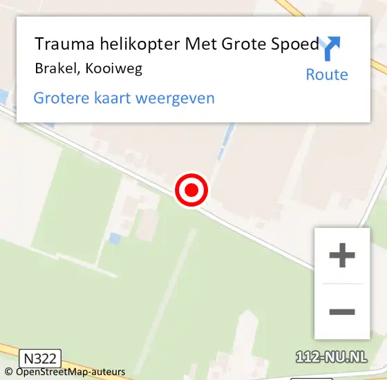 Locatie op kaart van de 112 melding: Trauma helikopter Met Grote Spoed Naar Brakel, Kooiweg op 20 december 2022 14:17