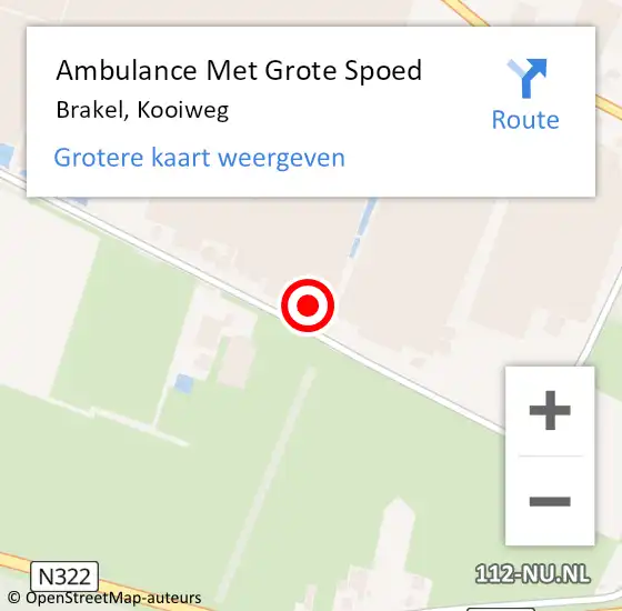 Locatie op kaart van de 112 melding: Ambulance Met Grote Spoed Naar Brakel, Kooiweg op 20 december 2022 14:18