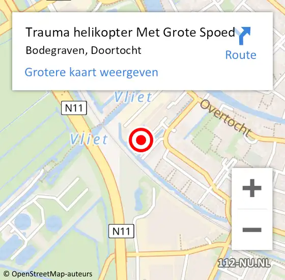 Locatie op kaart van de 112 melding: Trauma helikopter Met Grote Spoed Naar Bodegraven, Doortocht op 20 december 2022 14:42
