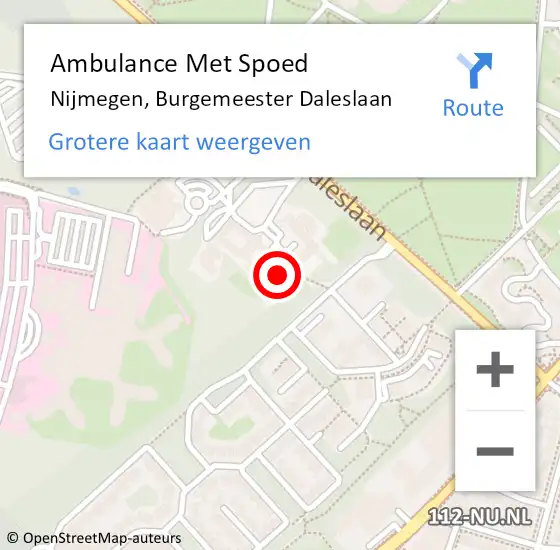 Locatie op kaart van de 112 melding: Ambulance Met Spoed Naar Nijmegen, Burgemeester Daleslaan op 20 december 2022 15:51