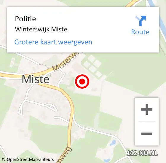 Locatie op kaart van de 112 melding: Politie Winterswijk Miste op 20 december 2022 16:00