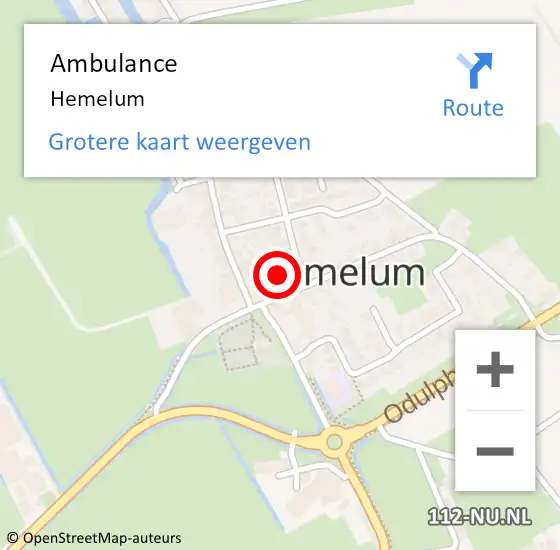 Locatie op kaart van de 112 melding: Ambulance Hemelum op 20 december 2022 18:25