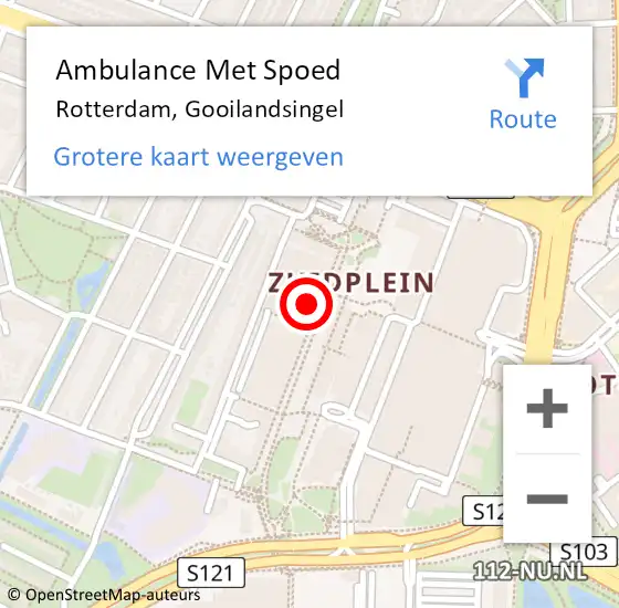 Locatie op kaart van de 112 melding: Ambulance Met Spoed Naar Rotterdam, Gooilandsingel op 20 december 2022 19:34