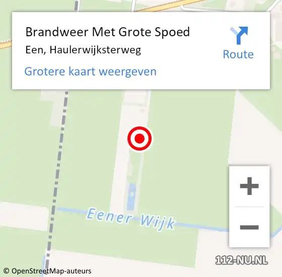 Locatie op kaart van de 112 melding: Brandweer Met Grote Spoed Naar Een, Haulerwijksterweg op 9 augustus 2014 05:33