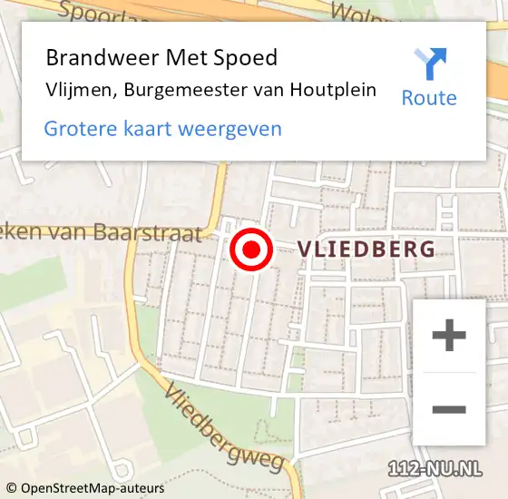 Locatie op kaart van de 112 melding: Brandweer Met Spoed Naar Vlijmen, Burgemeester van Houtplein op 20 december 2022 20:09