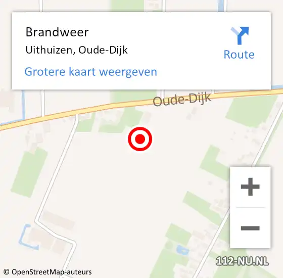 Locatie op kaart van de 112 melding: Brandweer Uithuizen, Oude-Dijk op 20 december 2022 20:15