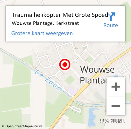 Locatie op kaart van de 112 melding: Trauma helikopter Met Grote Spoed Naar Wouwse Plantage, Kerkstraat op 20 december 2022 20:33