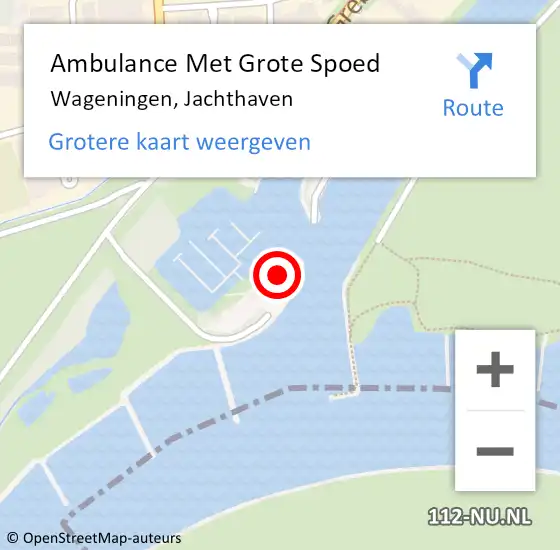 Locatie op kaart van de 112 melding: Ambulance Met Grote Spoed Naar Wageningen, Jachthaven op 21 december 2022 08:30