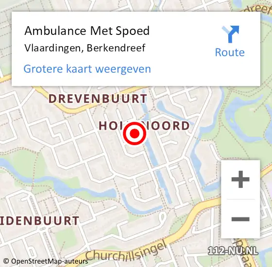 Locatie op kaart van de 112 melding: Ambulance Met Spoed Naar Vlaardingen, Berkendreef op 21 december 2022 08:51