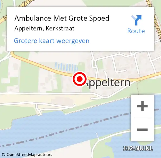 Locatie op kaart van de 112 melding: Ambulance Met Grote Spoed Naar Appeltern, Kerkstraat op 21 december 2022 10:40