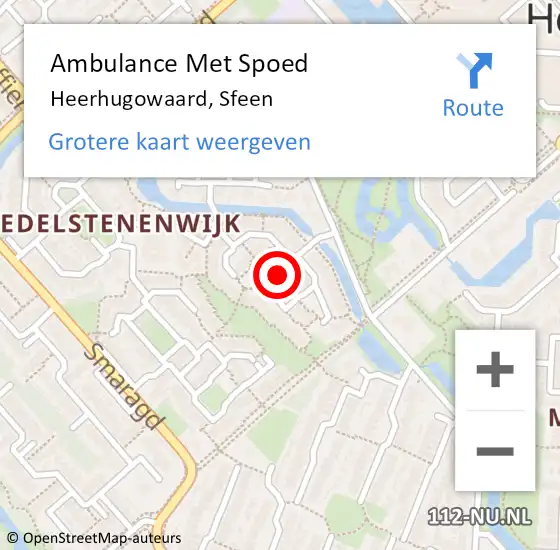 Locatie op kaart van de 112 melding: Ambulance Met Spoed Naar Heerhugowaard, Sfeen op 21 december 2022 11:57