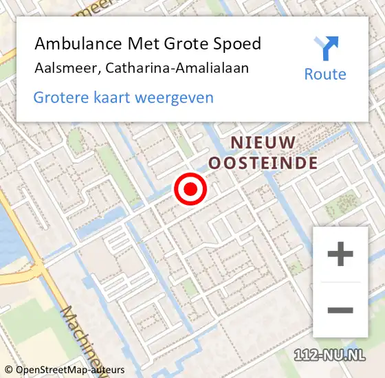 Locatie op kaart van de 112 melding: Ambulance Met Grote Spoed Naar Aalsmeer, Catharina-Amalialaan op 21 december 2022 12:39