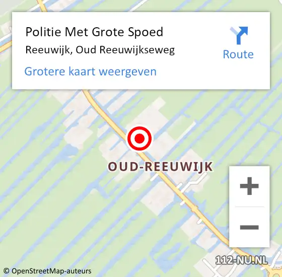 Locatie op kaart van de 112 melding: Politie Met Grote Spoed Naar Reeuwijk, Oud Reeuwijkseweg op 21 december 2022 13:19