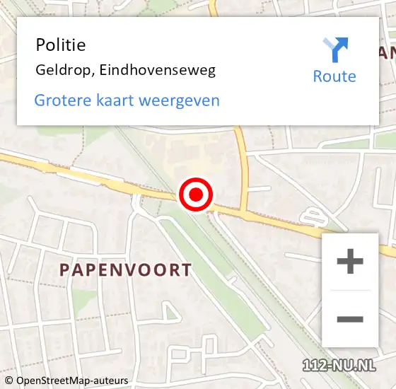Locatie op kaart van de 112 melding: Politie Geldrop, Eindhovenseweg op 21 december 2022 13:30
