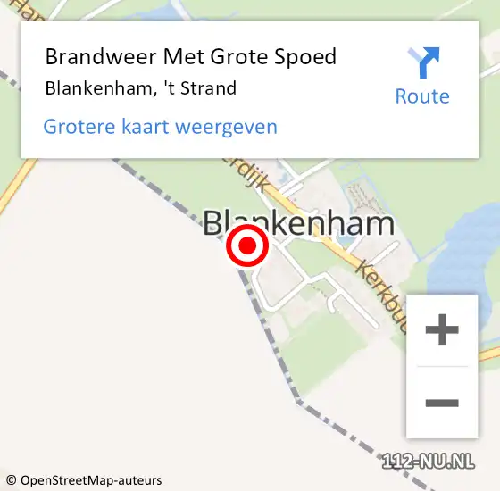 Locatie op kaart van de 112 melding: Brandweer Met Grote Spoed Naar Blankenham, 't Strand op 21 december 2022 15:11