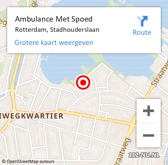 Locatie op kaart van de 112 melding: Ambulance Met Spoed Naar Rotterdam, Stadhouderslaan op 21 december 2022 16:23