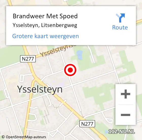Locatie op kaart van de 112 melding: Brandweer Met Spoed Naar Ysselsteyn, Litsenbergweg op 21 december 2022 16:40