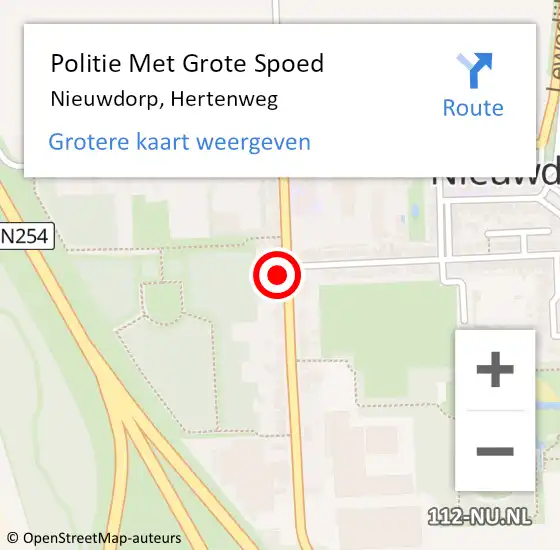 Locatie op kaart van de 112 melding: Politie Met Grote Spoed Naar Nieuwdorp, Hertenweg op 21 december 2022 18:01