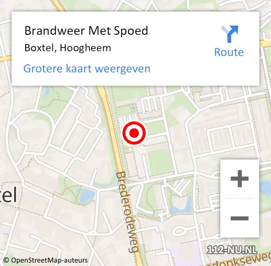 Locatie op kaart van de 112 melding: Brandweer Met Spoed Naar Boxtel, Hoogheem op 21 december 2022 20:11