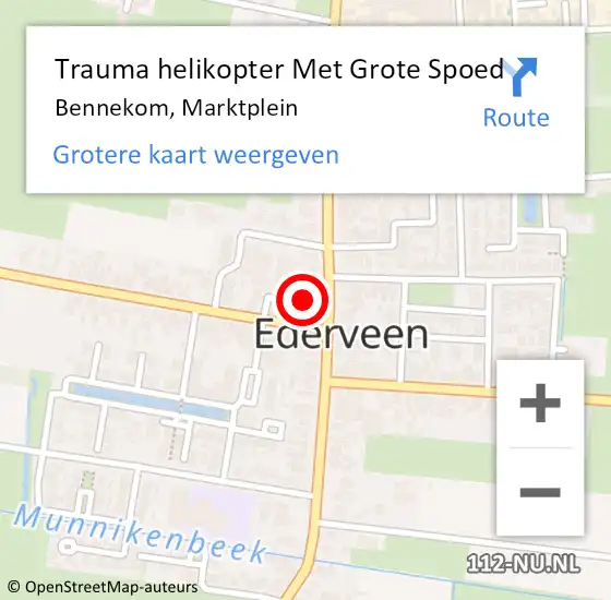 Locatie op kaart van de 112 melding: Trauma helikopter Met Grote Spoed Naar Bennekom, Marktplein op 21 december 2022 21:12