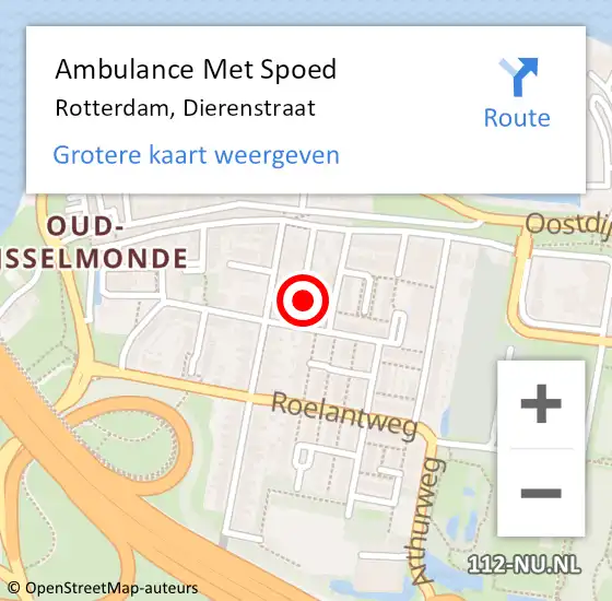 Locatie op kaart van de 112 melding: Ambulance Met Spoed Naar Rotterdam, Dierenstraat op 22 december 2022 03:47
