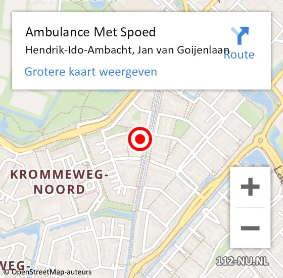 Locatie op kaart van de 112 melding: Ambulance Met Spoed Naar Hendrik-Ido-Ambacht, Jan van Goijenlaan op 22 december 2022 03:52