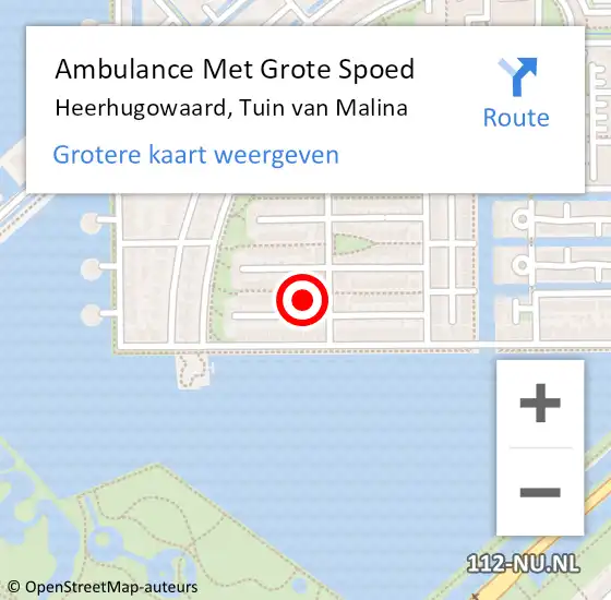 Locatie op kaart van de 112 melding: Ambulance Met Grote Spoed Naar Heerhugowaard, Tuin van Malina op 22 december 2022 05:06