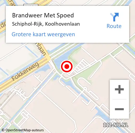Locatie op kaart van de 112 melding: Brandweer Met Spoed Naar Schiphol-Rijk, Koolhovenlaan op 22 december 2022 05:27