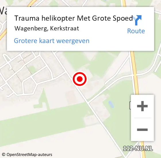 Locatie op kaart van de 112 melding: Trauma helikopter Met Grote Spoed Naar Wagenberg, Kerkstraat op 22 december 2022 09:47