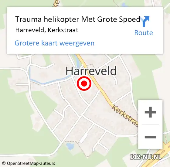 Locatie op kaart van de 112 melding: Trauma helikopter Met Grote Spoed Naar Harreveld, Kerkstraat op 22 december 2022 09:58